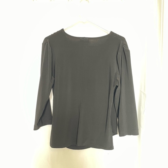 Coldwater Creek/ Black Surplice draped faux wrap top. - Picture 3 of 4